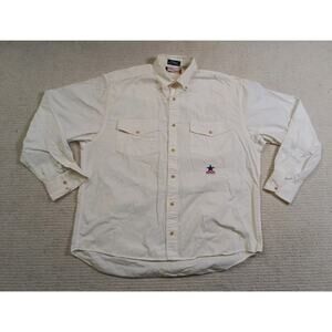 Tony Lama Original Western Apparel Button Down White Long Sleeve Shirt Mens M